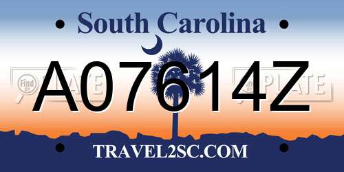 A07614Z South Carolina License Plate