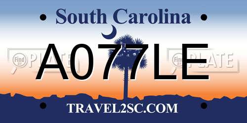 A077LE South Carolina License Plate