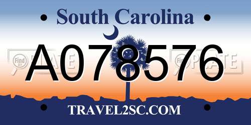 A078576 South Carolina License Plate