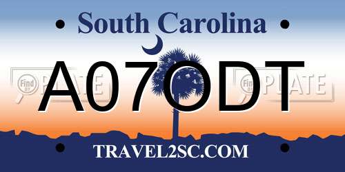 A07ODT South Carolina License Plate