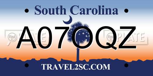 A07OQZ South Carolina License Plate