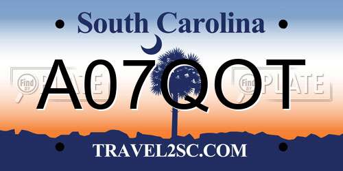 A07QOT South Carolina License Plate