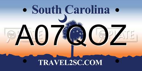 A07QOZ South Carolina License Plate