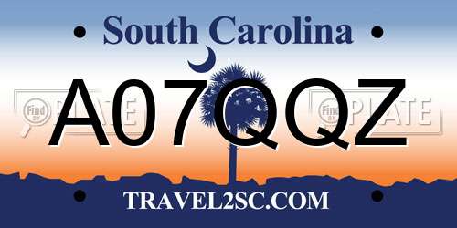 A07QQZ South Carolina License Plate