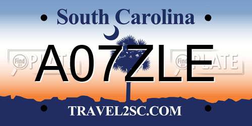 A07ZLE South Carolina License Plate