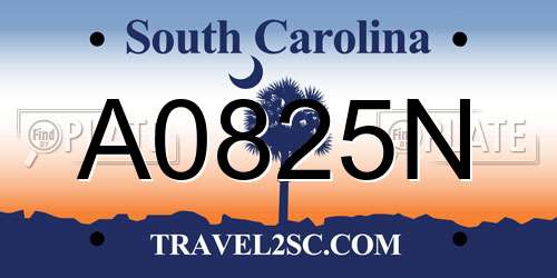 A0825N South Carolina License Plate