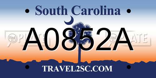 A0852A South Carolina License Plate