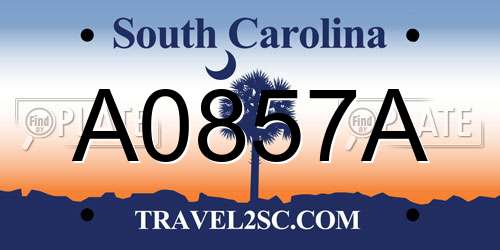 A0857A South Carolina License Plate