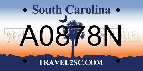 A0878N South Carolina License Plate