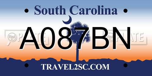 A087BN South Carolina License Plate