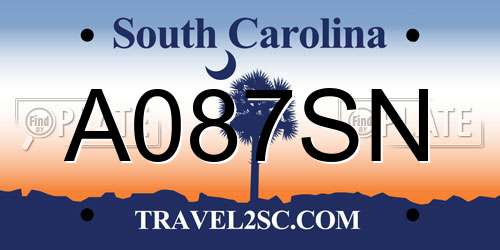 A087SN South Carolina License Plate