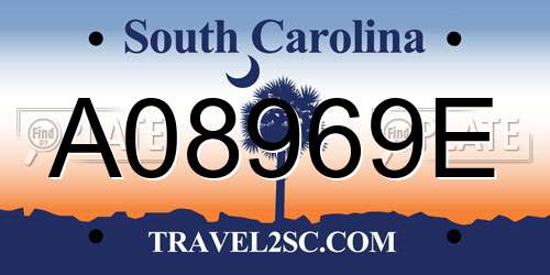 A08969E South Carolina License Plate