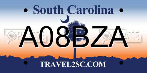 A08BZA South Carolina License Plate
