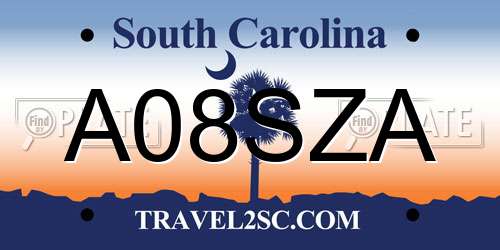 A08SZA South Carolina License Plate