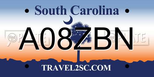 A08ZBN South Carolina License Plate