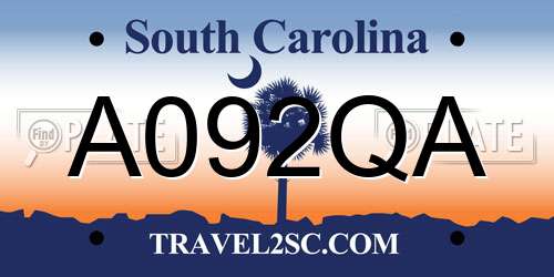 A092QA South Carolina License Plate