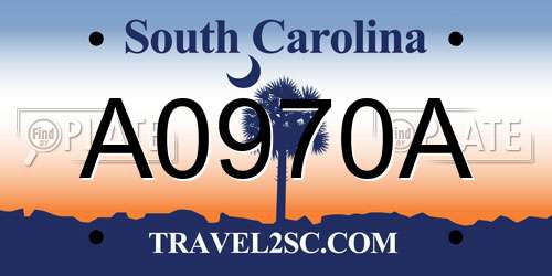 A0970A South Carolina License Plate