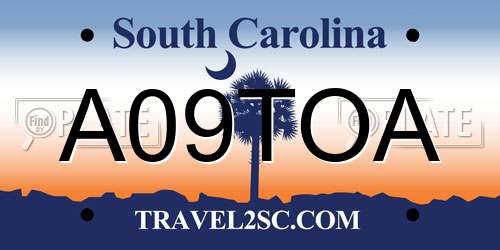 A09TOA South Carolina License Plate