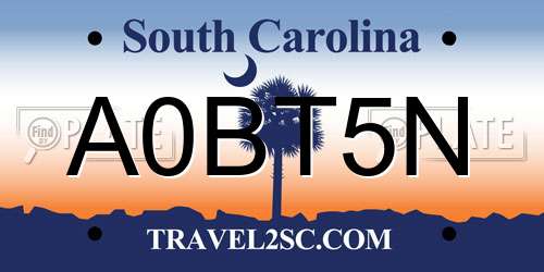 A0BT5N South Carolina License Plate