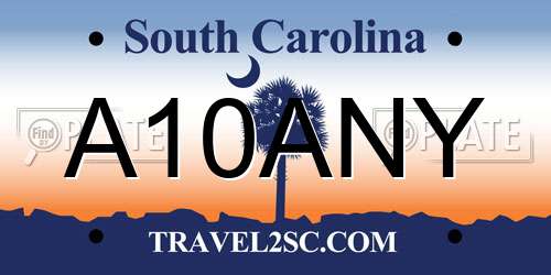 A10ANY South Carolina License Plate