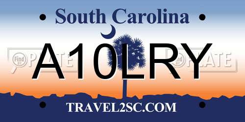 A10LRY South Carolina License Plate