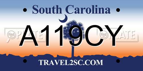 A119CY South Carolina License Plate