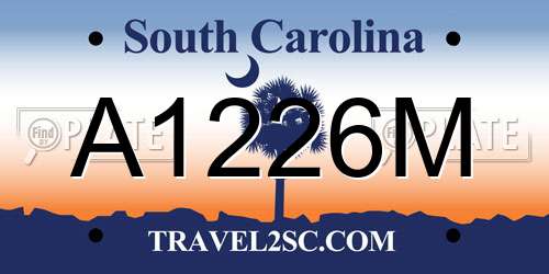 A1226M South Carolina License Plate