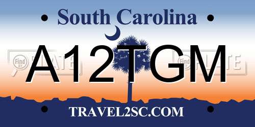 A12TGM South Carolina License Plate