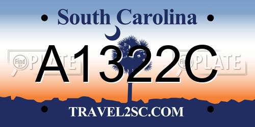 A1322C South Carolina License Plate
