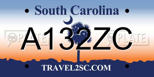 A132ZC South Carolina License Plate