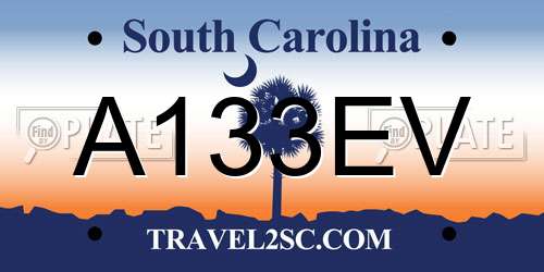 A133EV South Carolina License Plate