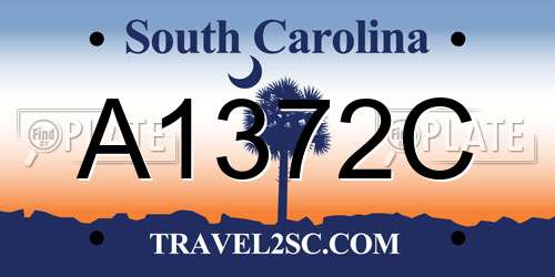 A1372C South Carolina License Plate