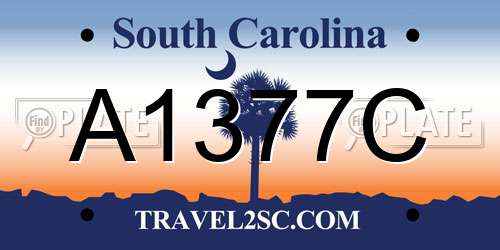 A1377C South Carolina License Plate