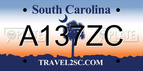 A137ZC South Carolina License Plate
