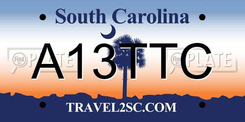 A13TTC South Carolina License Plate