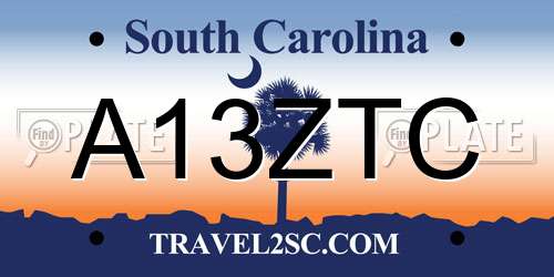 A13ZTC South Carolina License Plate