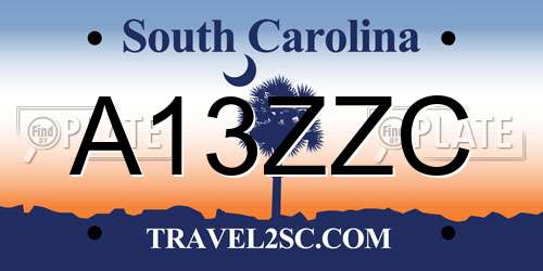 A13ZZC South Carolina License Plate