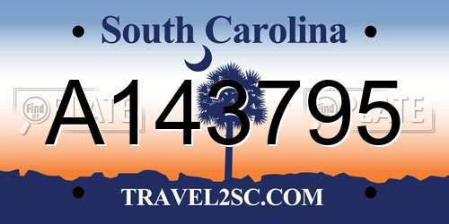 A143795 South Carolina License Plate