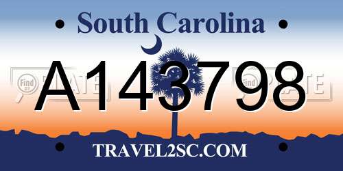 A143798 South Carolina License Plate