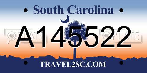 A145522 South Carolina License Plate