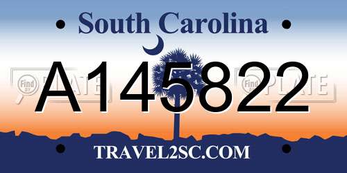 A145822 South Carolina License Plate
