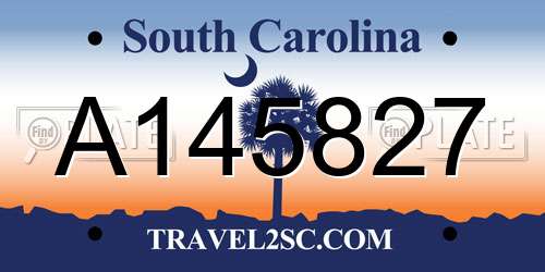 A145827 South Carolina License Plate