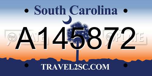 A145872 South Carolina License Plate
