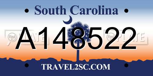 A148522 South Carolina License Plate
