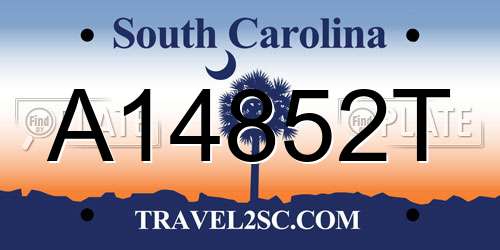 A14852T South Carolina License Plate