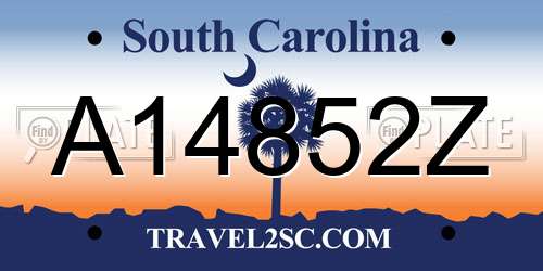 A14852Z South Carolina License Plate