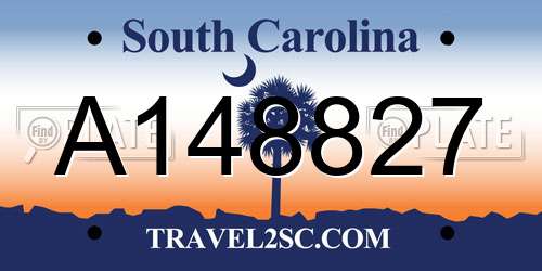 A148827 South Carolina License Plate