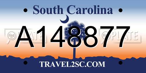 A148877 South Carolina License Plate