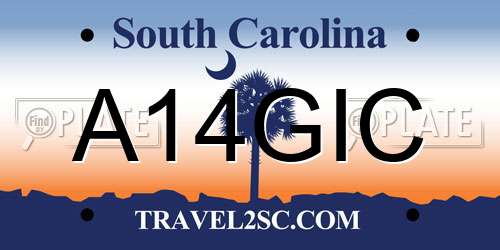 A14GIC South Carolina License Plate