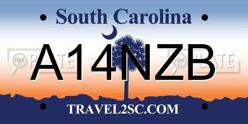 A14NZB South Carolina License Plate